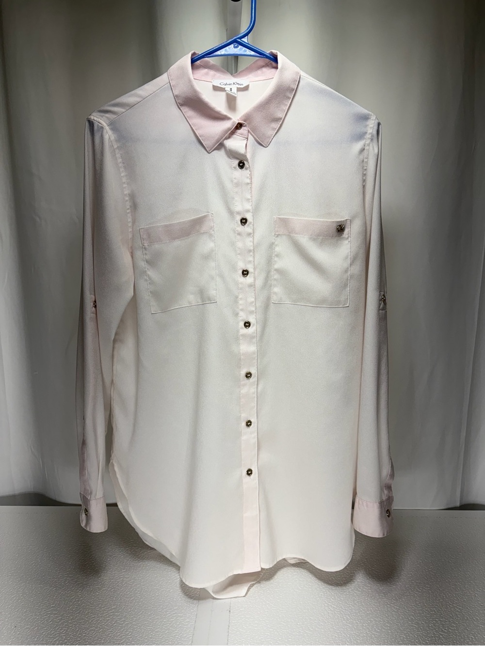Calvin Klein Soft Blush Button-Front Long Sleeve Shirt 4412